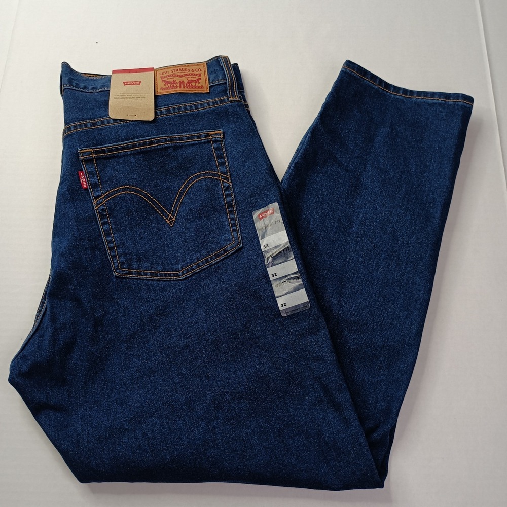 Levi's Wedgie Fit Jeans Women's Size 32x28 Dark Blue Wash Button Fly Stretch NWT